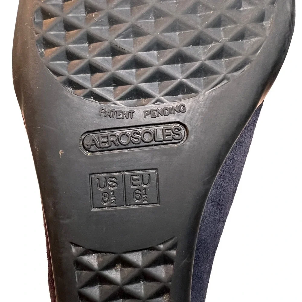 Aerosoles Best Fit Suede Leather Wedge Sneaker 8.5 Navy Blue Hook & Loop Closure